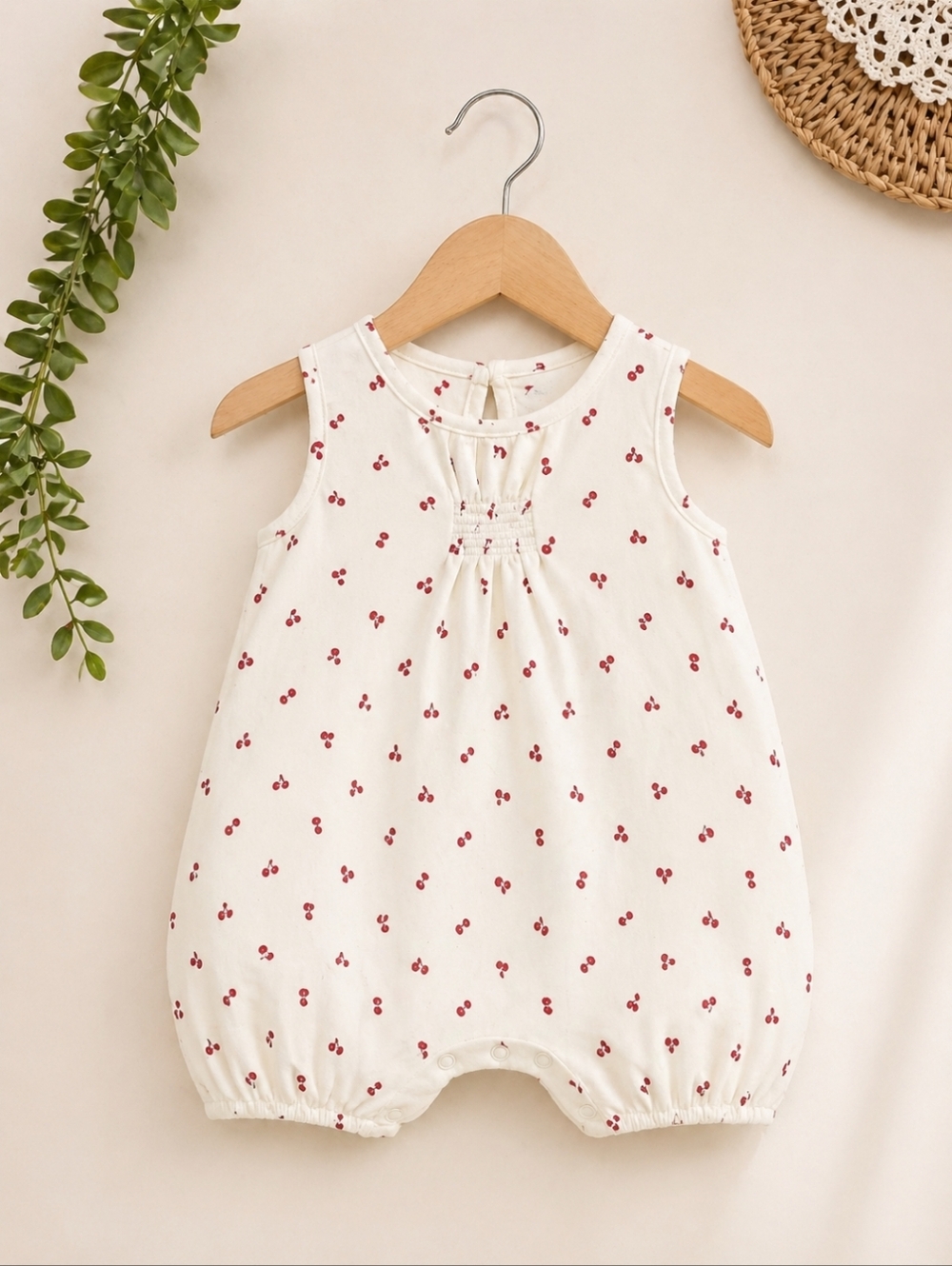 Baby GAP Cream Baby Romper Cherry Print 6-9M
